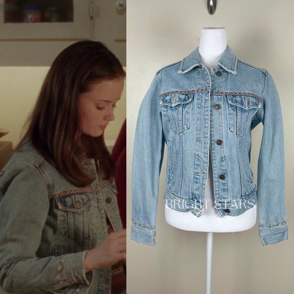 Rare Vintage Embroidered ASO Rory Gilmore Denim Jacket Gilmore Girls Small - Picture 1 of 10
